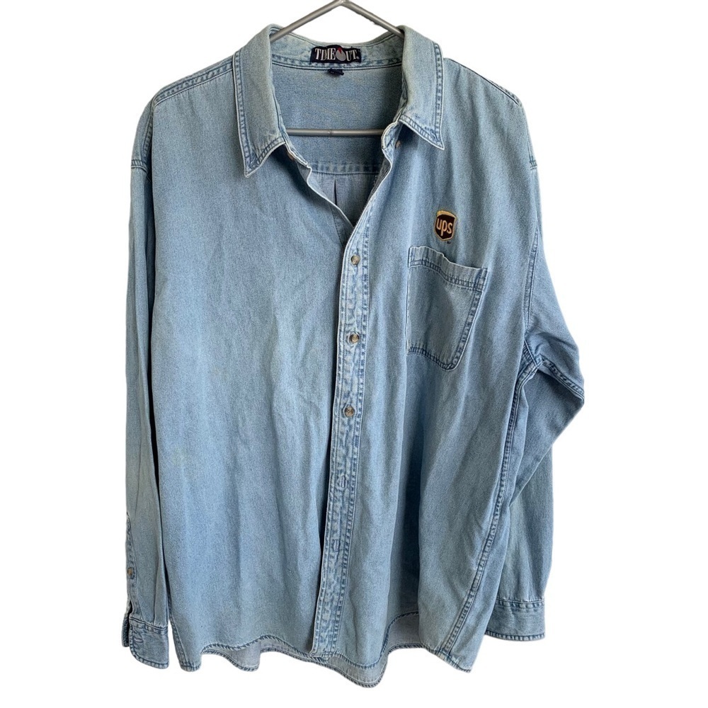 Vintage UPS Denim Shirt Button Down Embroidered Logo Men’s 90s Timeout Size XXL